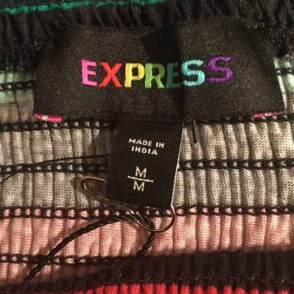 New EXPRESS Love Unites M Rainbow Striped Cropped tube Top - Picture 2 of 6